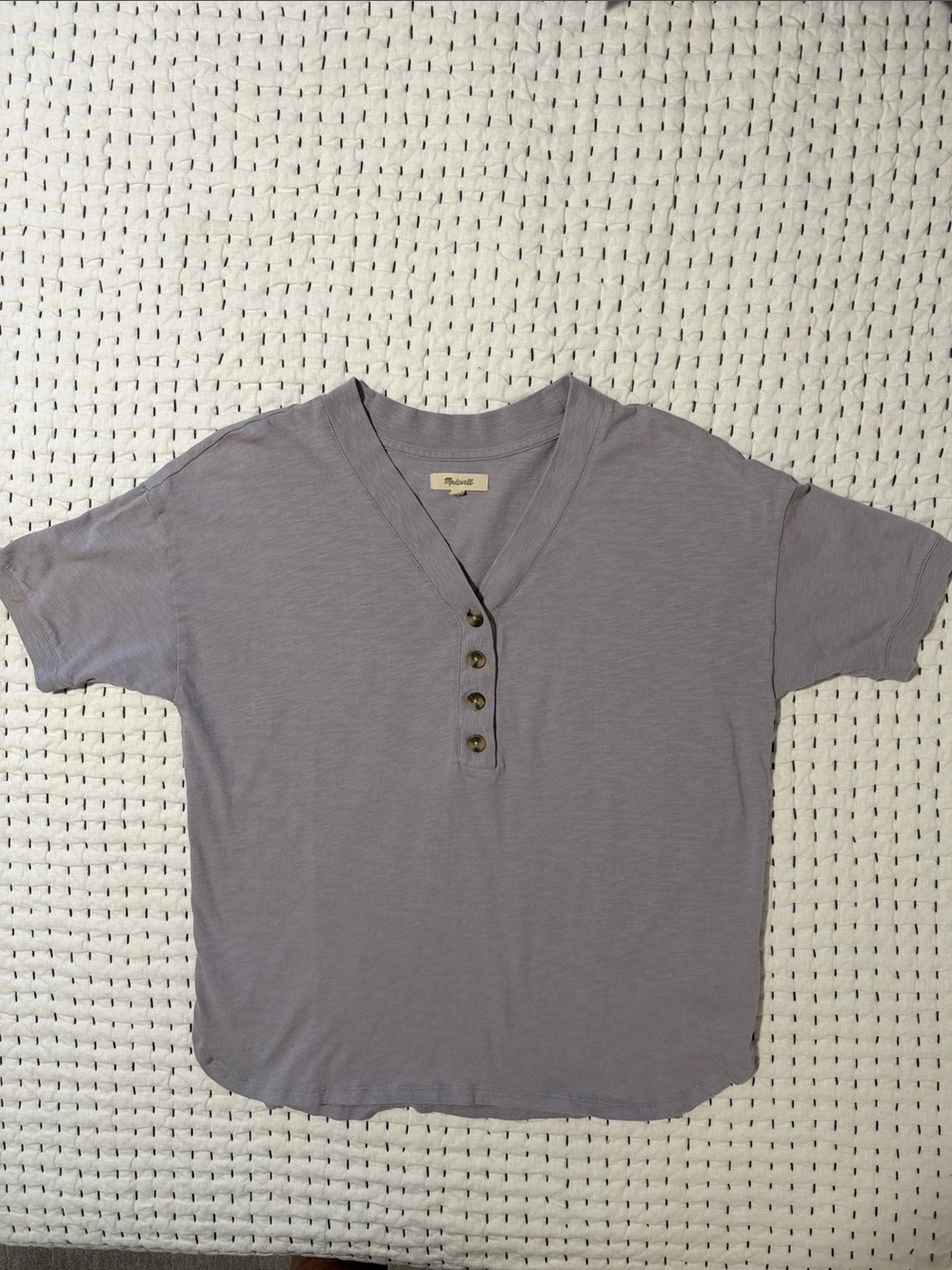 Madewell Dusty Lavender Henley Short Sleeve Tee